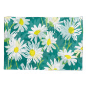 カモミールターコイズ:フローラシームレスイラストレーション。 枕カバー (裏面)