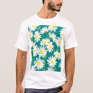 カモミールターコイズ:フローラシームレスイラストレーション。 Tシャツ