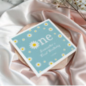 カモミールデイジーフラワーエレガントティール(緑がかった色)誕生日 スタンダードカクテルナプキン