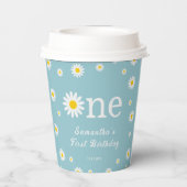 カモミールデイジーフラワーエレガントティール（緑がかった色）誕生日 紙コップ (裏面)