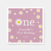 カモミールデイジーフラワーエレガントレッド誕生日 スタンダードカクテルナプキン (正面)