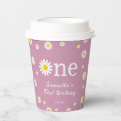 カモミールデイジーフラワーエレガントレッド誕生日 紙コップ (正面)