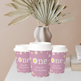 カモミールデイジーフラワーエレガントレッド誕生日 紙コップ