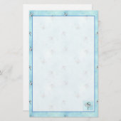 カモミールハーブ花ブルーウォーター色 便箋 (正面/裏面)