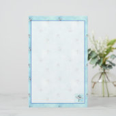 カモミールハーブ花ブルーウォーター色 便箋 (スタンド正面)