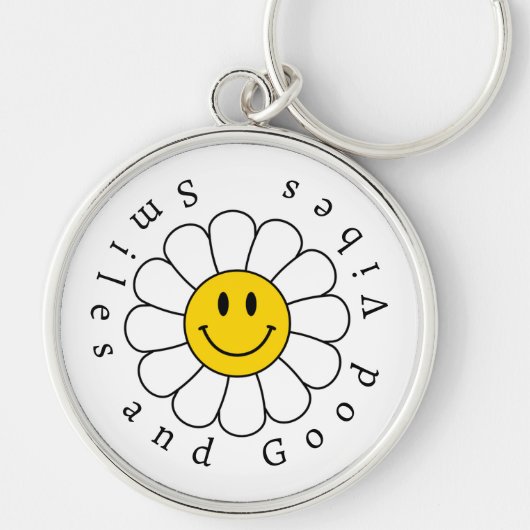 カモミールフラワーおもしろいキュートトレンディーフローラデザイン キーホルダー (正面)