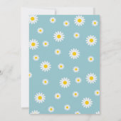 カモミールフラワーウォーターカラーティール（緑がかった色）ファースト誕生日イン 招待状 (裏面)