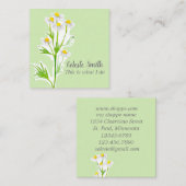 カモミールフラワーハーブプラントイラストレーショングリーン スクエア名刺 (正面/裏面)