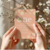 カモミールフラワーワイルドフラワーコーラルファースト誕生日 招待状