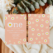 カモミールフラワーワイルドフラワーコーラルファースト誕生日 招待状