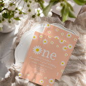 カモミールフラワーワイルドフラワーコーラルファースト誕生日 招待状