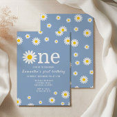 カモミールフラワーワイルドフラワーブルーファースト誕生日 招待状