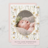 カモミールフローラガール写真誕生発表 招待状 (正面/裏面)