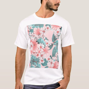 カモミール水カラー:シームレスなフローラデザイン Tシャツ