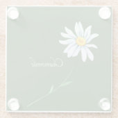 カモミール花の水色 ガラスコースター (裏面)