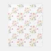 カモミール花シームレスパターン フリースブランケット (正面)