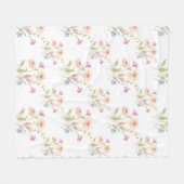 カモミール花シームレスパターン フリースブランケット (正面(横))