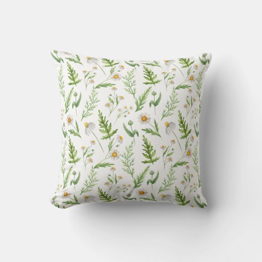 カモミール花素朴植物模様 クッション (正面)