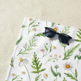 カモミール花素朴植物模様 ビーチタオル