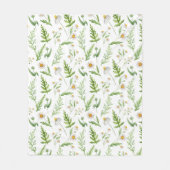 カモミール花素朴植物模様 フリースブランケット (正面)