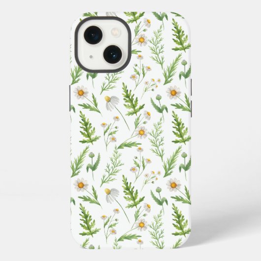 カモミール花素朴植物模様 iPhoneケース (裏面)