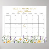 カモミール赤ちゃんシャワー推定期日カレンダー ポスター (正面)