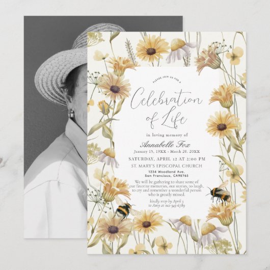 カモミール&デイジー葬祭記念 招待状 (正面/裏面)