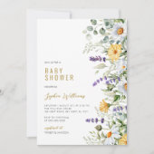 カモミール&ユーカリプトゥスワイルドフラワーベビーシャワー 招待状 (正面)