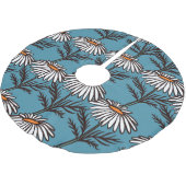 カモミール、青いヴィンテージ漫画のパターン。 ブラッシュドポリエステルツリースカート (アングル)