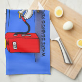 カモメおもしろいリカ キッチンタオル (四つ折り)