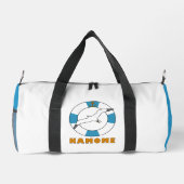 カモメとスイムリングや輪ライトブルー ダッフルバッグ (裏面)