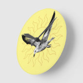 カモメと太陽の黄色い壁時計 ラウンド壁時計 (傾斜)