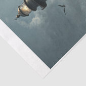 カモメと嵐の海の灯台 – 薄葉紙 (詳細)