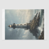 カモメと嵐の海の灯台 – 薄葉紙 (正面)