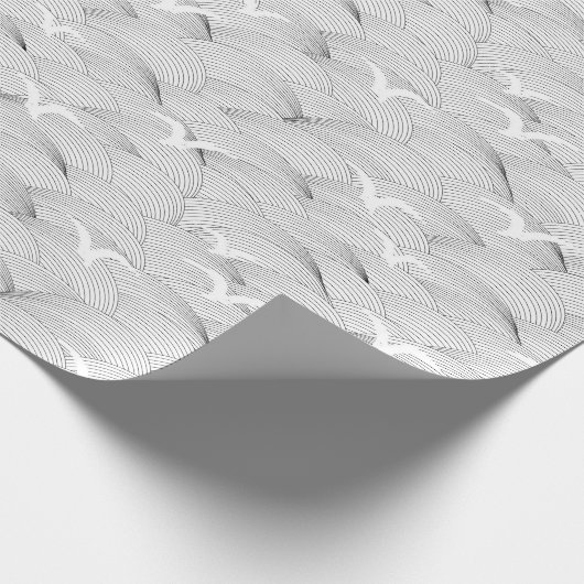 カモメと波のベクターシームレスパターン ラッピングペーパー (角)