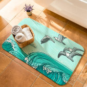 カモメと海波ファミリー名 バスマット