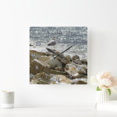 カモメと海 スクエア壁時計 (ホーム)