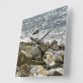 カモメと海 スクエア壁時計 (傾斜)