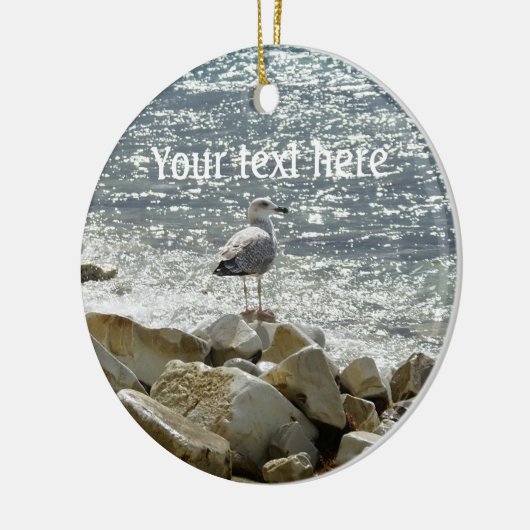 カモメと海 セラミックオーナメント (左)