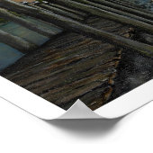 カモメと穏やかな海の夕日 ポスター (角)