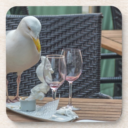 カモメと空の眼鏡の懸命プラスチックのコースター コースター (正面)
