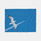 カモメと飛行機 フリースブランケット (正面(横))