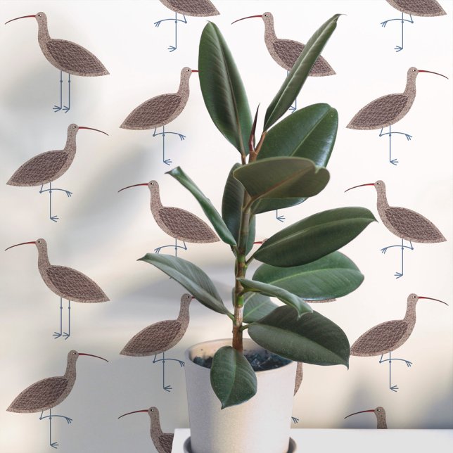 カモメのような鳥の沿岸パターン 壁紙 (Curlew coastal bird art peel and stick wallpaper)
