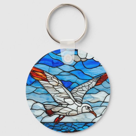 カモメのステンドグラス キーホルダー (正面)
