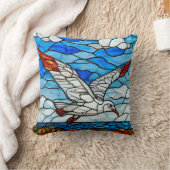 カモメのステンドグラス クッション (ブランケット)
