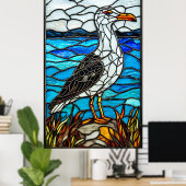 カモメのステンドグラス ポスター (ホームオフィス)