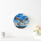 カモメのステンドグラス ラウンド壁時計 (ホーム)