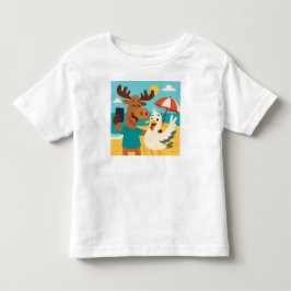カモメのセルフィー - おもしろビーチTシャツ(子供用) トドラーTシャツ