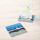 カモメのビーチ岩 スクエアペーパーコースター (インサイチュ)