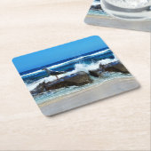 カモメのビーチ岩 スクエアペーパーコースター (アングル)